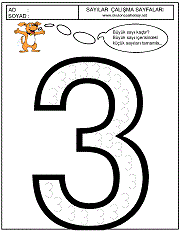 okul öncesi 3 sayısı çizgi çalışması